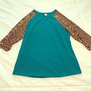 Sunshine and Rodeos Leopard and Turquoise Top